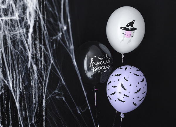 Häxa och fladdermöss Halloweenballonger 5 st.