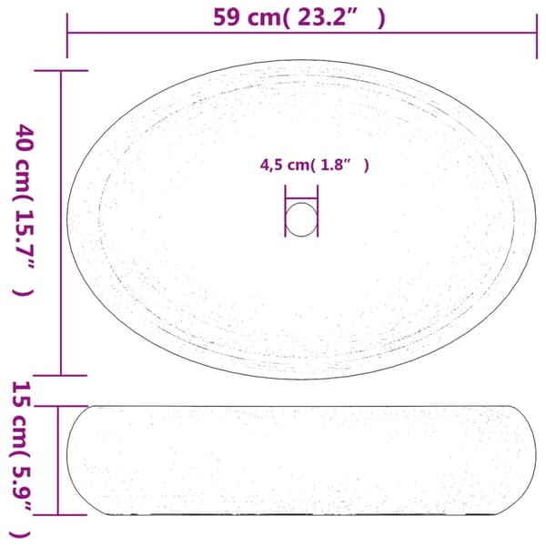 vidaXL bordvask, grå og blå, oval, 59x40x15 cm