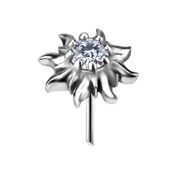 Trycklock - sol med vit zirkon - silver - PI-063