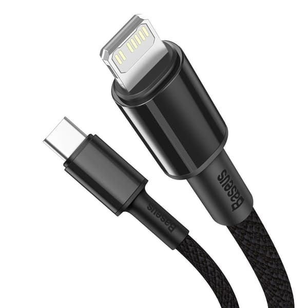 Baseus Højdensitetsflettet USB-C til Lightning-kabel, 20W, 5A, PD, 2m (sort)
