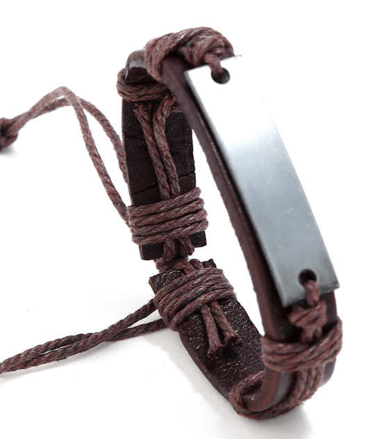 Herre læderarmbånd graverbart vedhæng elegant gave