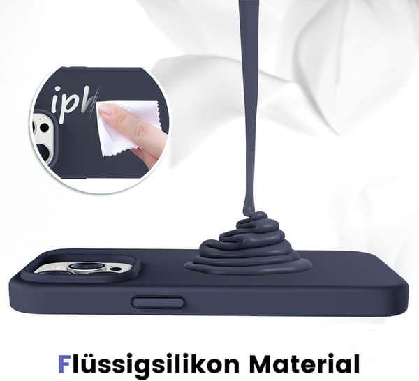 FODRAL TILL APPLE IPHONE 14 PRO, SILIKON, MARINBLÅ BAKSIDA