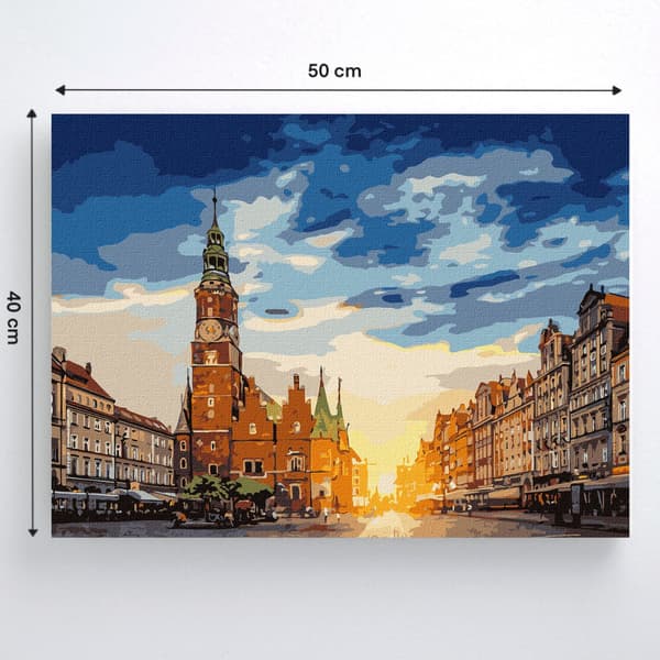 MALING EFTER TAL MED RAMME Billeder til maleri - Wrocław Markedsplads 50x40 cm