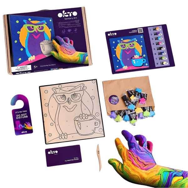 OKTO ART SET UGGLA 3D-MÅLNING MED SIFFROR CIASTOLIN 20003
