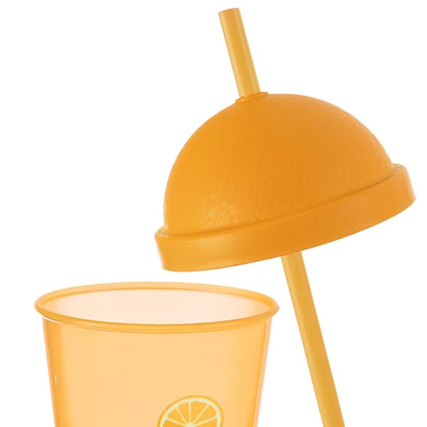 Plastikmugg med lock och sugrör 450 ml