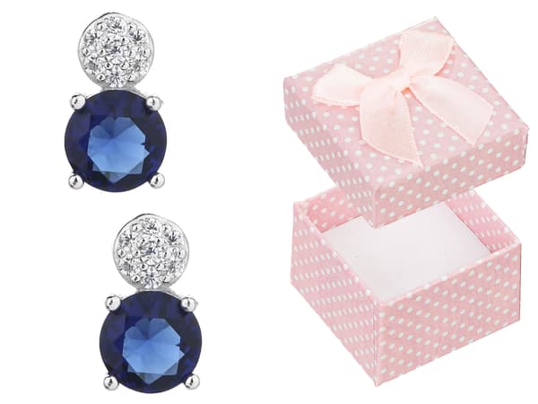 Sølvøreringe med cubic zircons blå hoops til piger