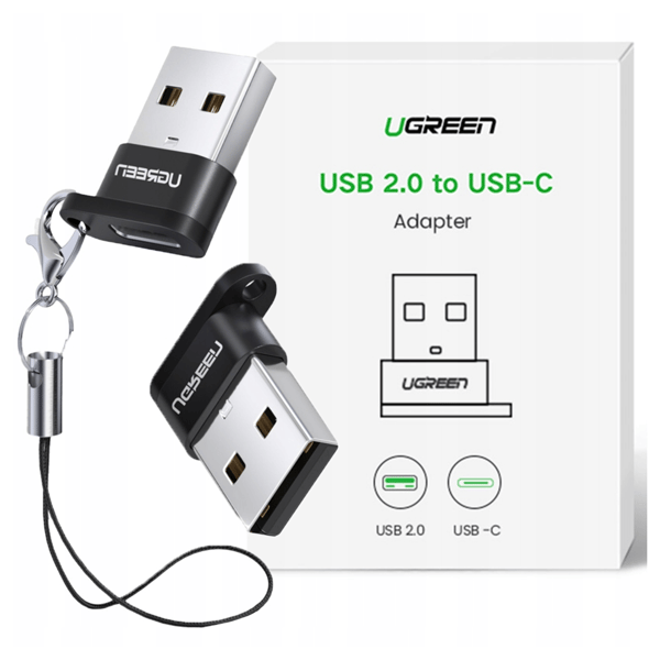 UGREEN US280 USB-C - USB-A 2.0 -sovitin (musta)