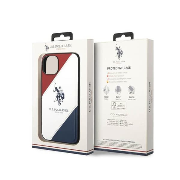 US Polo Assn Tricolor Embossed - iPhone 14 Plus-skal (vitt)