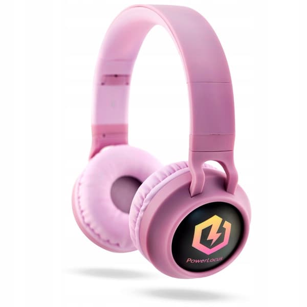 PowerLocus Buddy Rosa Trådlösa LED Micro SD AUX Hörlurar för Barn