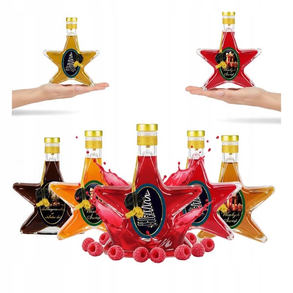 5x Julstjärneflaskor 200ml Dekorerade julflaskor för julklapp