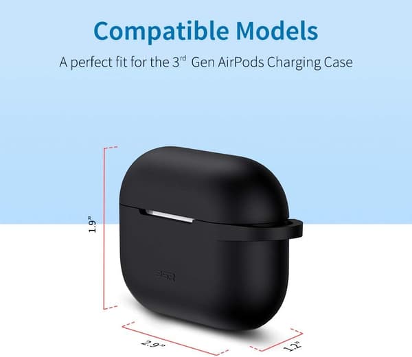 AIRPODS PRO 2/3 2019 ETUI SORT SILIKONE HOLDBART + KARABIN