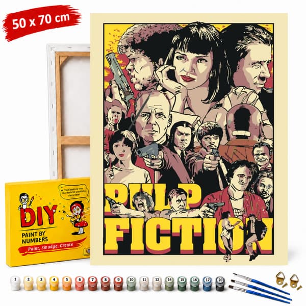 Måla efter nummer-tavel med ram Pulp Fiction 50x70 cm