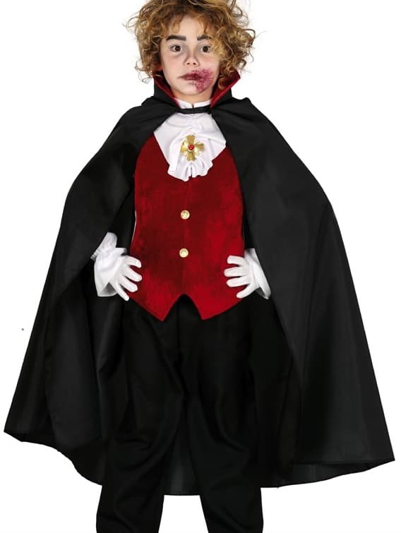 Sort Halloween vampyrkappe kostume 90 cm