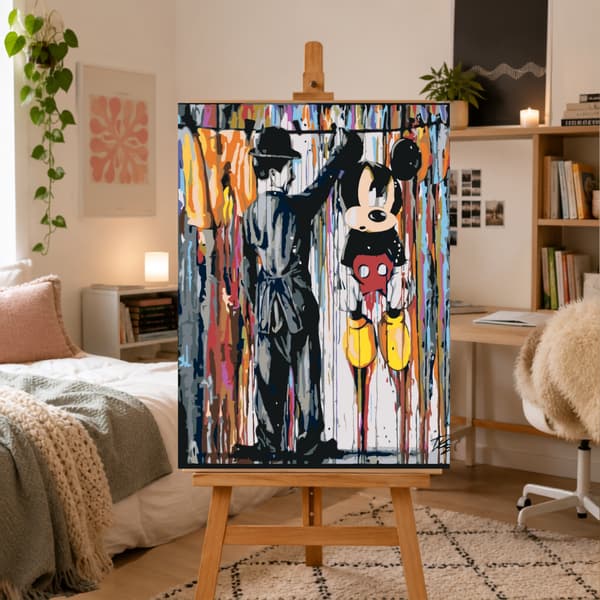 Mal efter nummer billede med ramme Mickey Mouse 50x70 cm