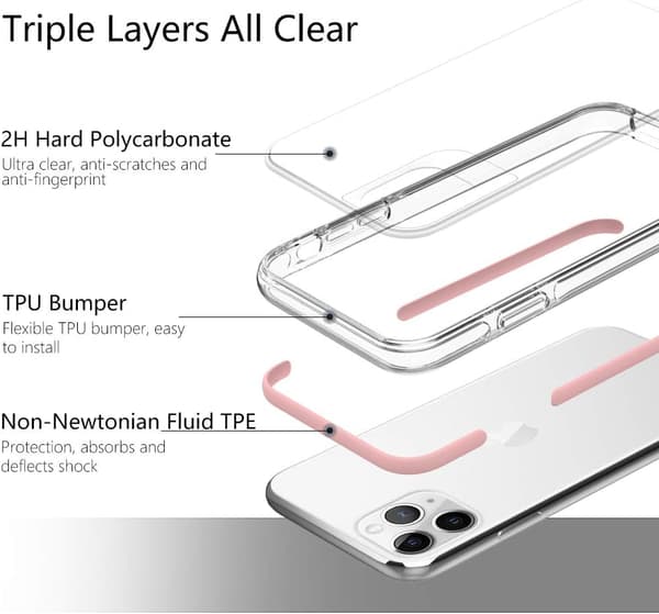 ETUI TIL APPLE IPHONE 11 PRO, GENNEM BAGSIDEN, SOLID, STÆRKE KANTER, LYSERØD