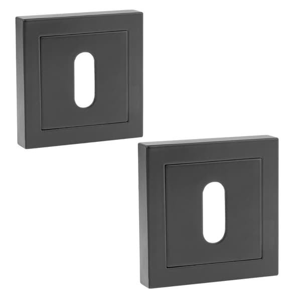 Kvadratisk sort mat roset til WC-døre moderne elegant 52x52mm
