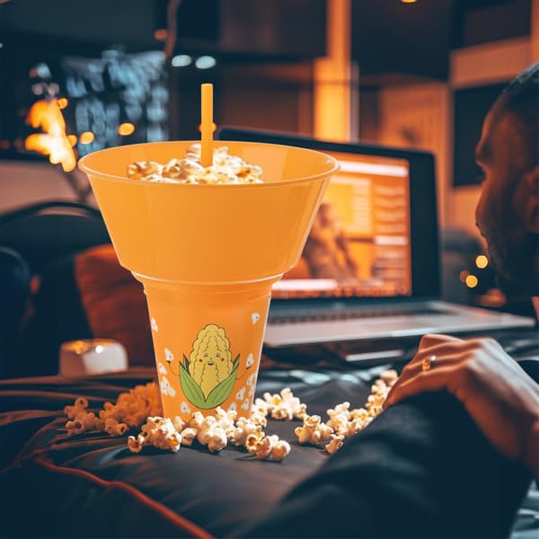 Oranssi muki ja popcorn-kulho 500 ml