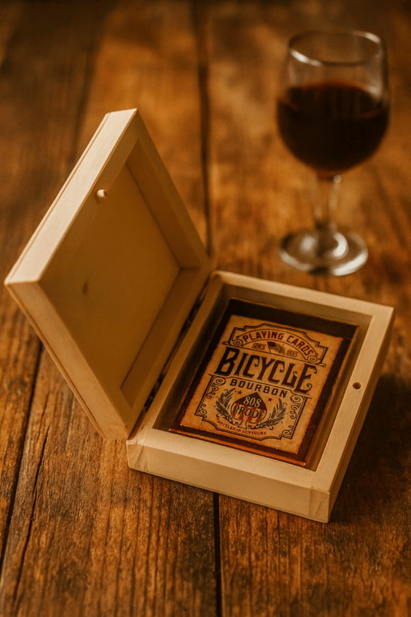 BICYCLE BOURBON -pelikortit, 1 pakkaa, puulaatikossa