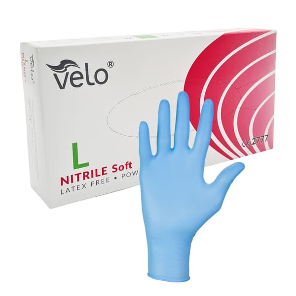 Nitrilhandskar L blå Velo 100 stycken