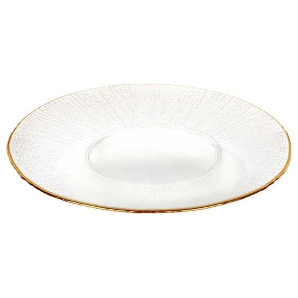 Middagstallrik grund glas gyllene serveringsfat 30 cm