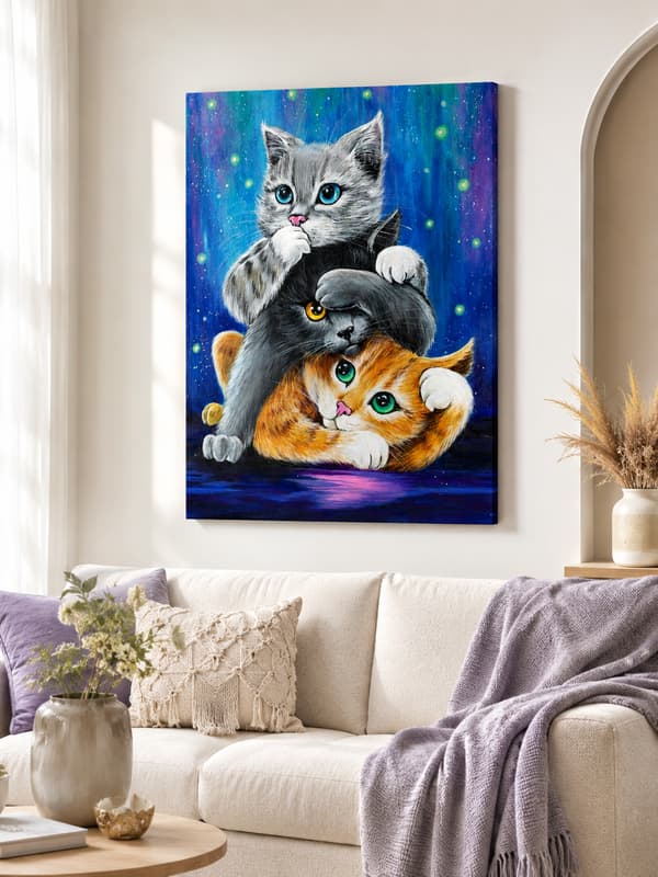 Målning med siffror tre charmiga katter 40x50 cm