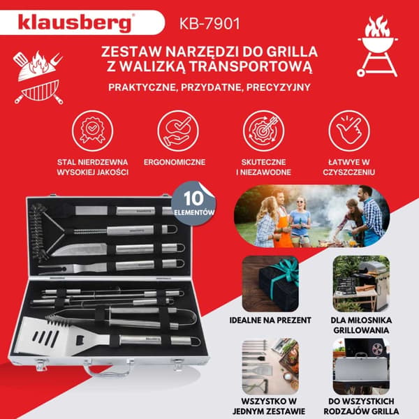 KLAUSBERG KB-7901 GRILLAUSTYÖKALUSARJA LAUKOSSA