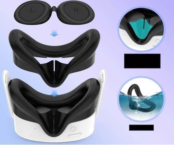 Meta Quest 3S VR-lasien 7 osaa silikonisuoja kokonäytöllä