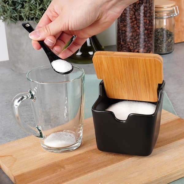 Sockerskål keramisk svart 250 ml