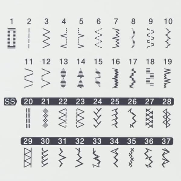 Brother HF37 ompelukone, 37 ommelta