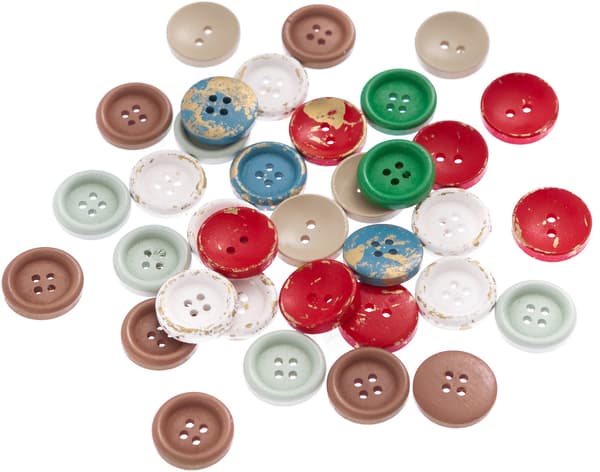 Koristeelliset puupainikkeet mix 2 cm 35 kpl