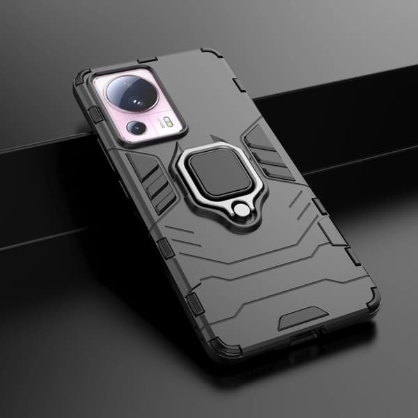 Ring Armor cover til Xiaomi 13 Lite pansret cover magnetisk holder ring sort