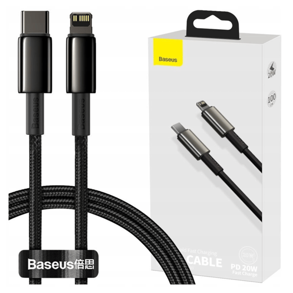 Baseus Tungsten Gold USB-C til Lightning-kabel, 20W, 5A, PD, 1m (sort)