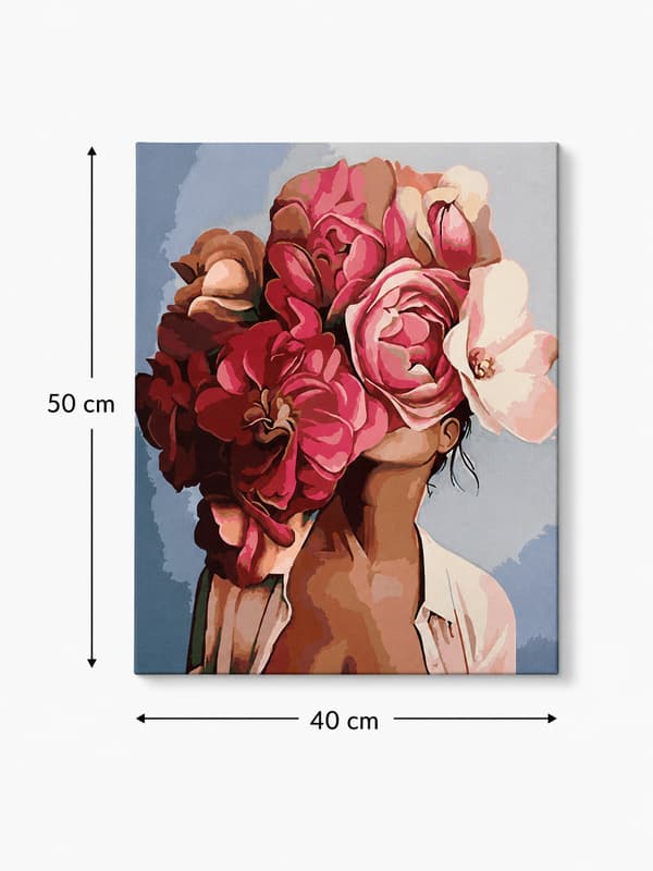 Maling med tal Kvinde med blomster 40x50 cm