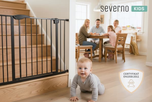 Säkerhetsgrind för trappor och dörrar, svart