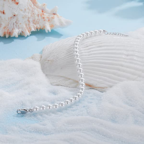 Silverarmband med pärlor, 925 silver, storlek S