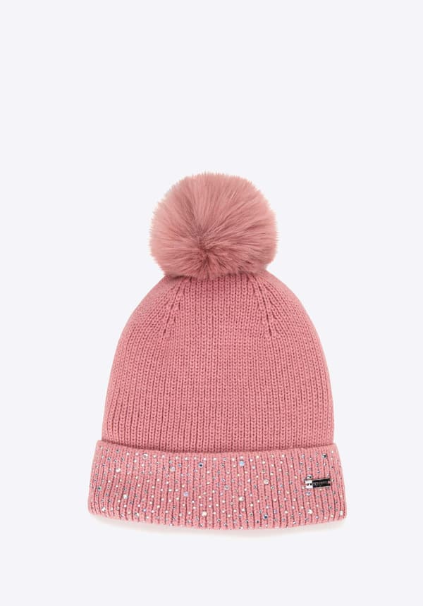 Wittchen Dame Vinterhat med Dekoreret Rib Pink Akryl