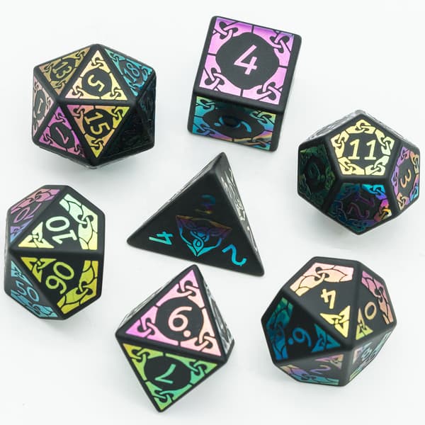 Labradorit RPG terninger sæt med 7 krystalterninger