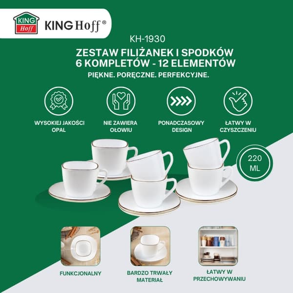 KINGHOFF OPAL KH-1930 KAFFESERVICE MED 6 KOPPAR MED FAT