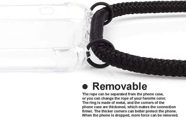 SILIKONEETUIS TIL SAMSUNG GALAXY NOTE 20 TRANSPARENT + SORT LANYARD