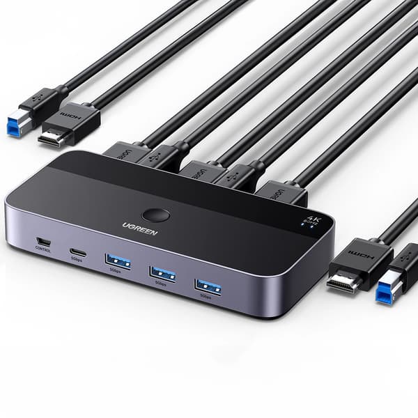 Ugreen CM664 HDMI-switch 2-i-1 KVM-switch - sort