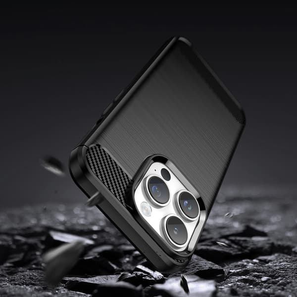 Carbon Case iPhone 14 Pro cover fleksibelt gel bagcover sort