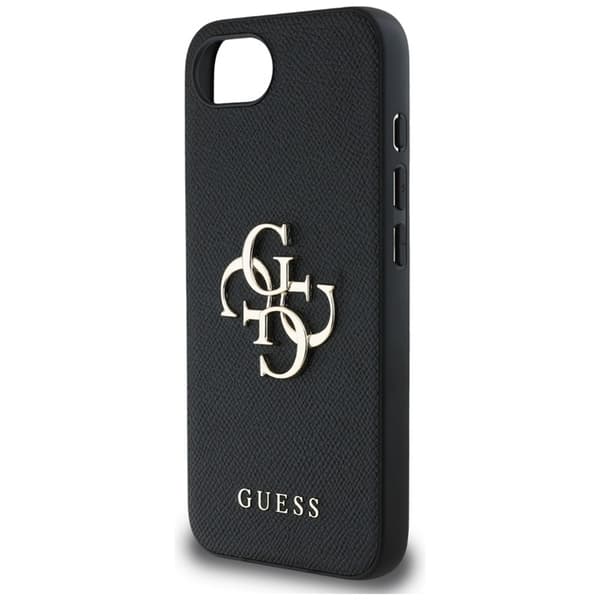 Guess Grained Big 4G Logo Small Classic Logo - Etui til iPhone 16e (sort)