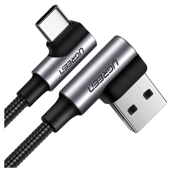 USB til USB-C kabel, vinklet UGREEN US176, 3A, 1m (sort)