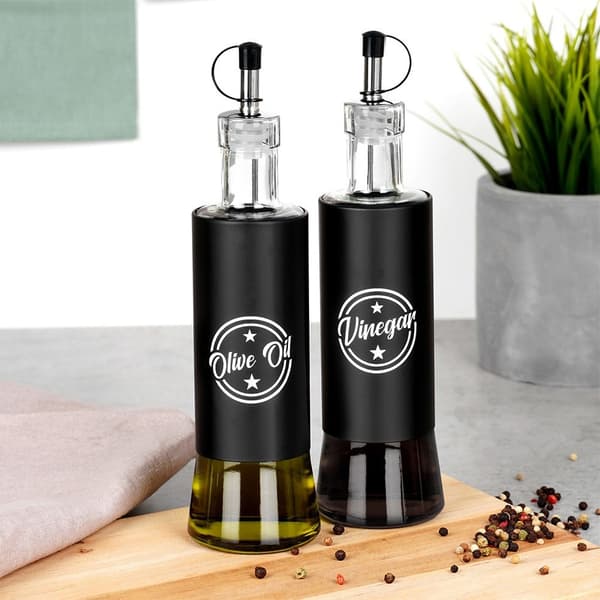 Lasiset mustat pullot öljyä ja etikkaa varten 300 ml 2 kpl