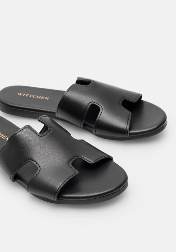 Wittchen damflipflops i svart ekoläder