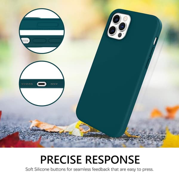 APPLE IPHONE 12 PRO MAX SKAL MÖRKGRÖNT SILIKONBAKSIDA