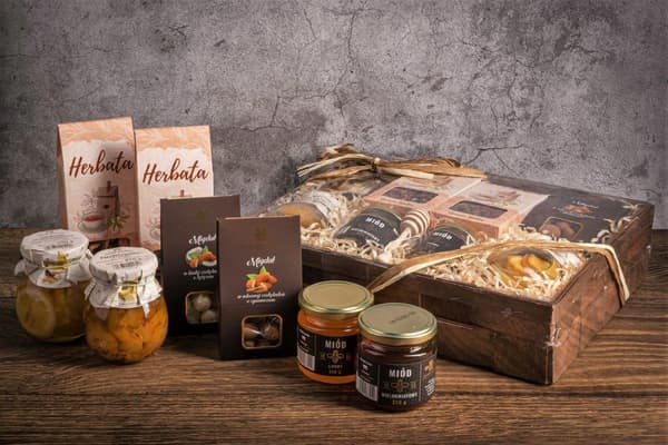 Stor gåvokorg mandel te honung sylt