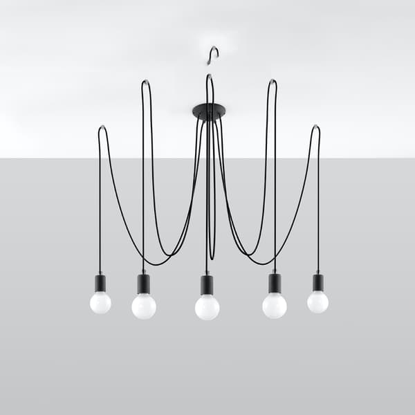 HÄNGLAMPA EDISON 5 E27 SVART SOLLUX SL.0371