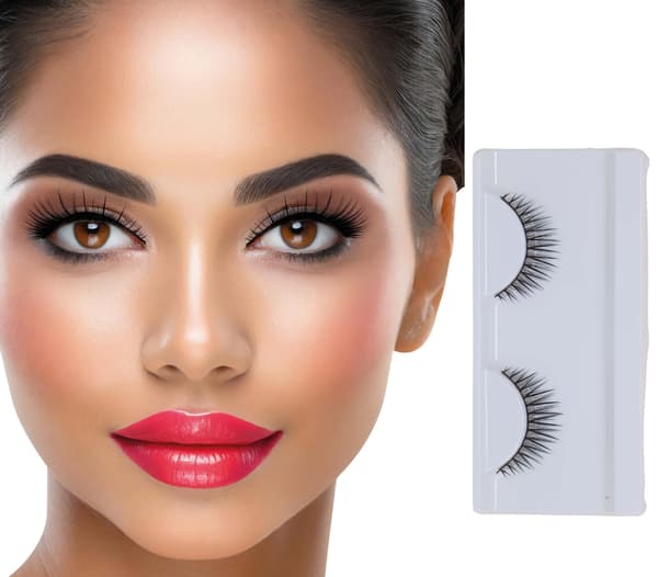 Kunstige øjenvipper limet på sort makeup