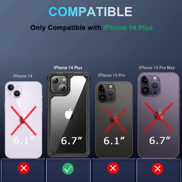LÄPINÄKYVÄ, VAHVA SUOJA IPHONE 14 PLUS 6.7' MUSTA KEHYS